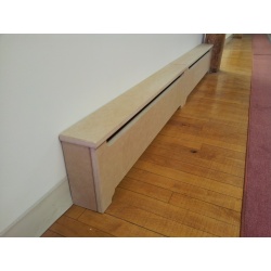 Unfinished Fancy style Baseboard cover wall to end of heater to fit a heater 155.75" w by 7.5" h by 3.5" d 