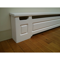 Unfinished Fancy style Baseboard cover wall to end of heater to fit a heater 35" w by 9.25" h by 2.5" d